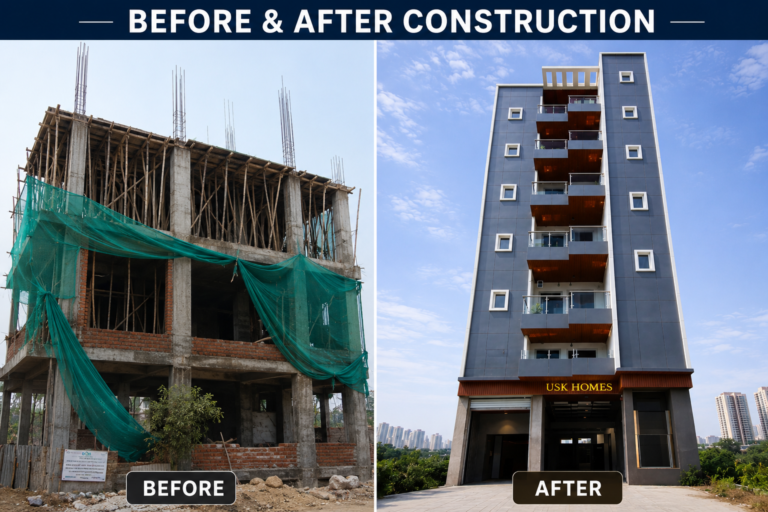 Before & After Construction Images – The Journey Behind Every Dream Home